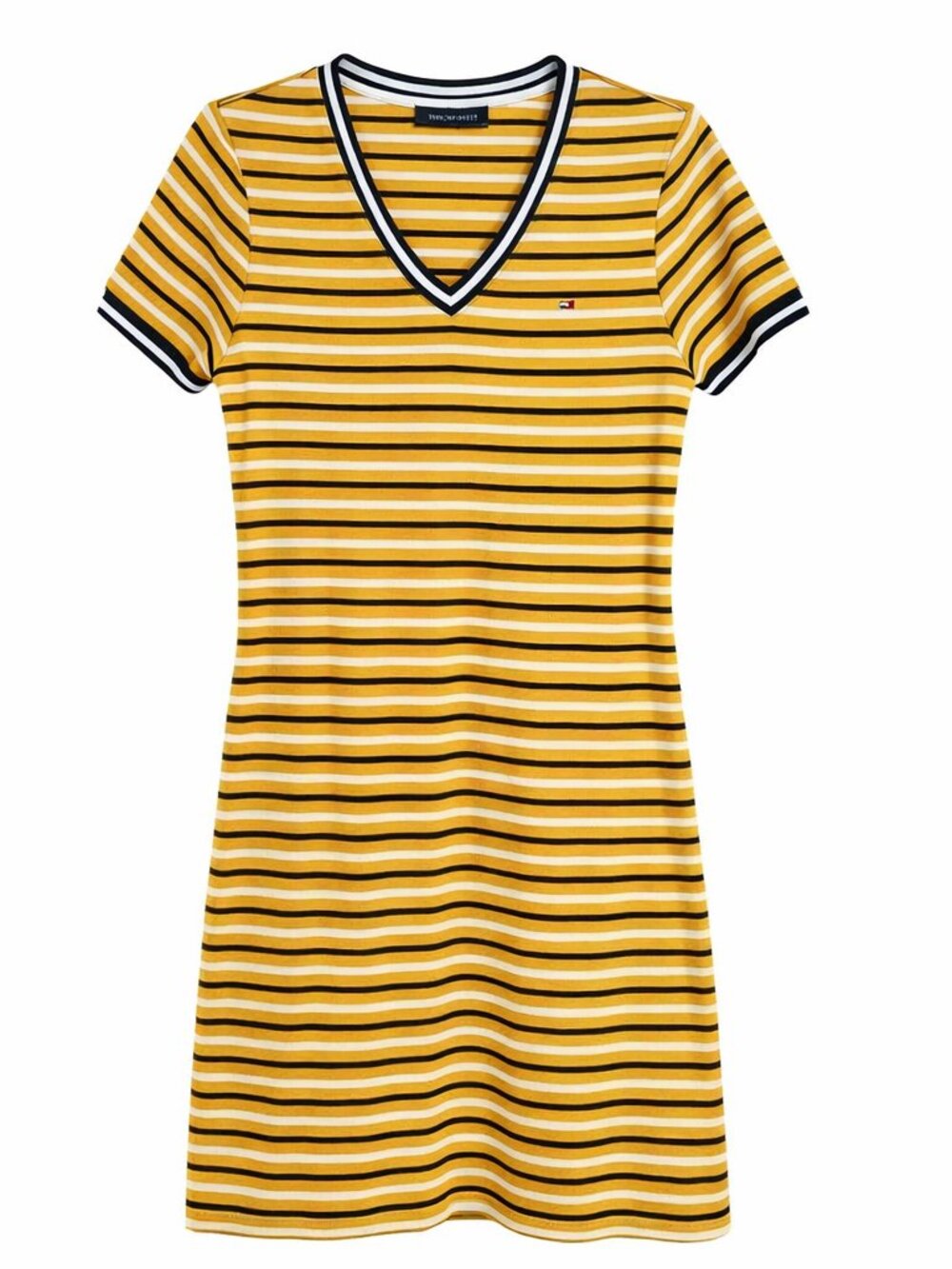 Tommy Hilfiger Mustard Stripe V‑Neck Tennis Dress 🎾✨
